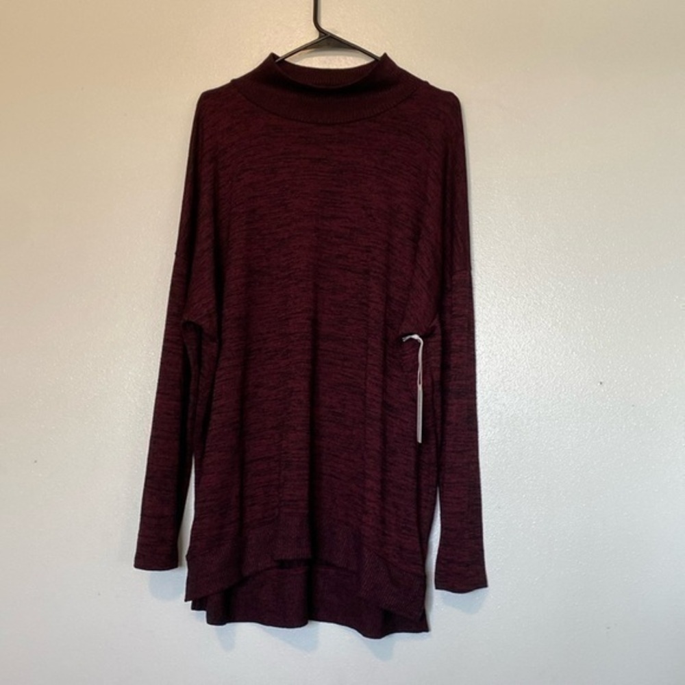 STYLUS  madeira wine blk cd ribbed tunic rayon blend sweater shirt XL